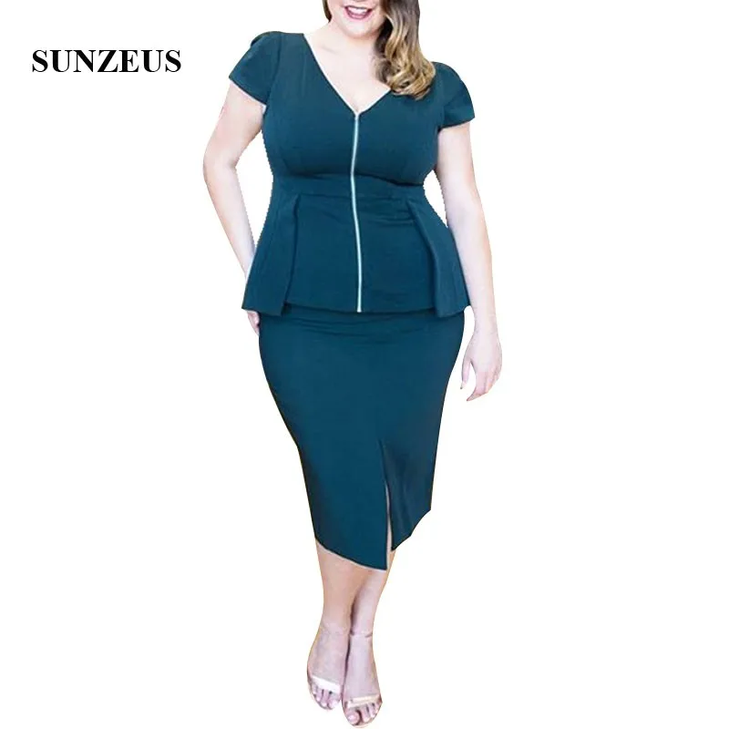 

Two in One Mother of The Bride Party Dresses Sheath Cap Sleeves V-neck Women Evening Suit Two pieces Groom Mother Suit