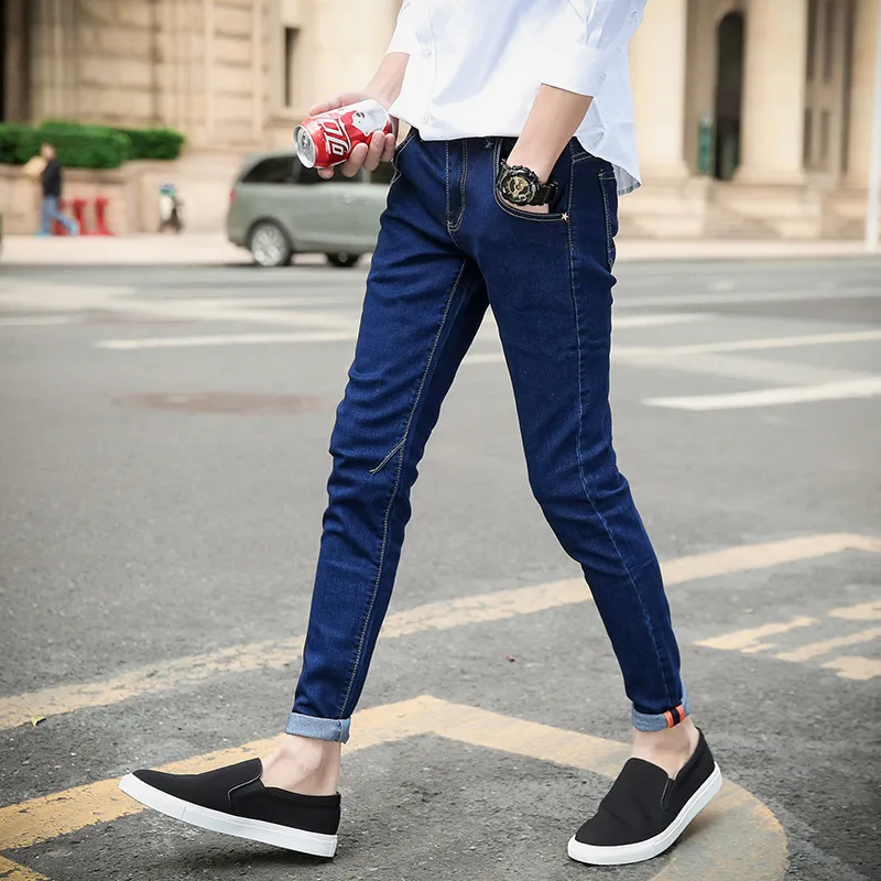 Fashion Men's Jeans 2019 Spring New Brand Design Skinny High Waist Ankle Length Straight Pants Plus Size | Мужская одежда