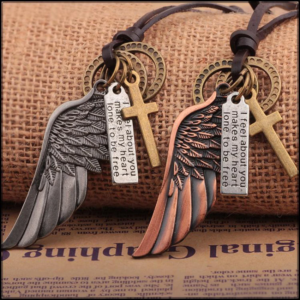 2017 модное ожерелье с подвеской в виде крыльев Ангела крестиков волков зубов
