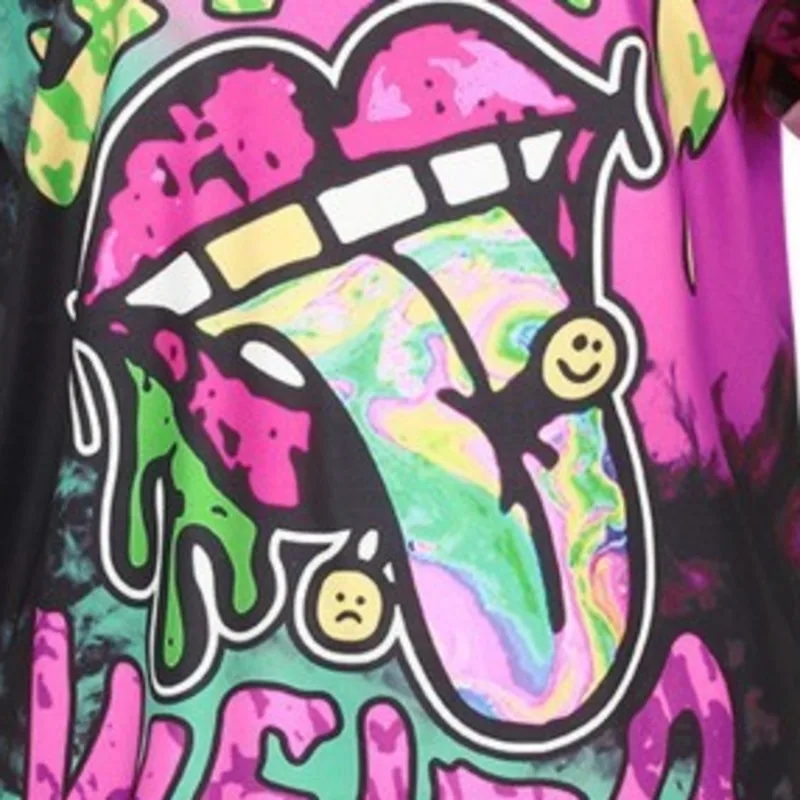 Женская летняя футболка с 3D принтом круглый воротник короткий рукав большой рот