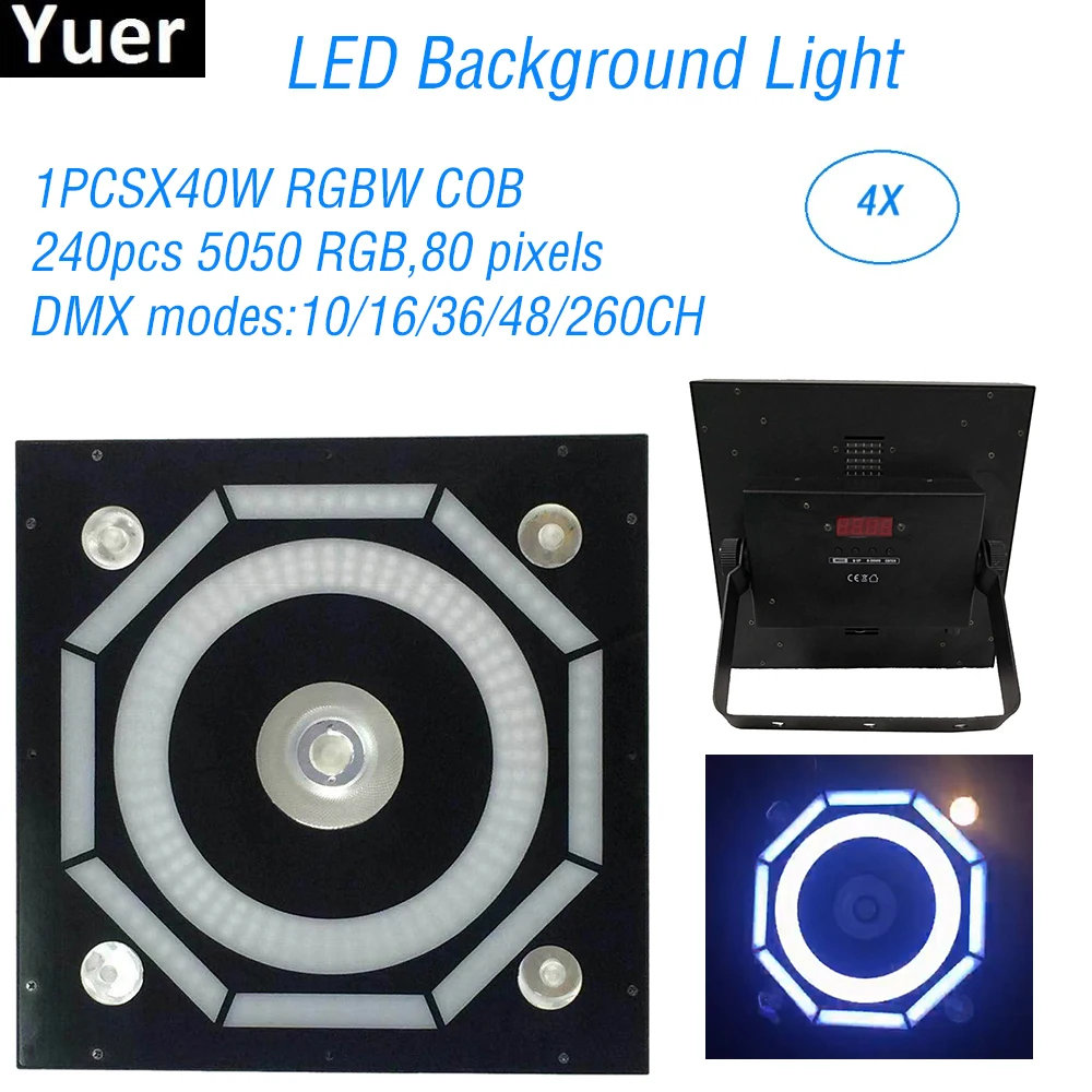 

4 шт./лот 40 Вт RGBW COB 240 шт. 5050 RGB и 80 пикселей гало фоновые огни для диджея дискотеки освещение для клуба светодиодное освещение для сцены