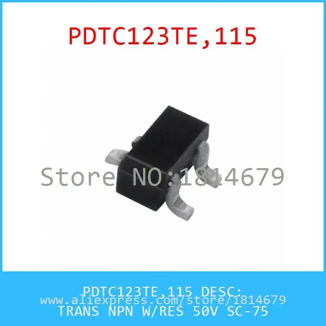 Бесплатная Доставка 10 Шт./лот PDTC123TE 115 TRANS NPN W/RES 50 В SC-75 123 PDTC123 |