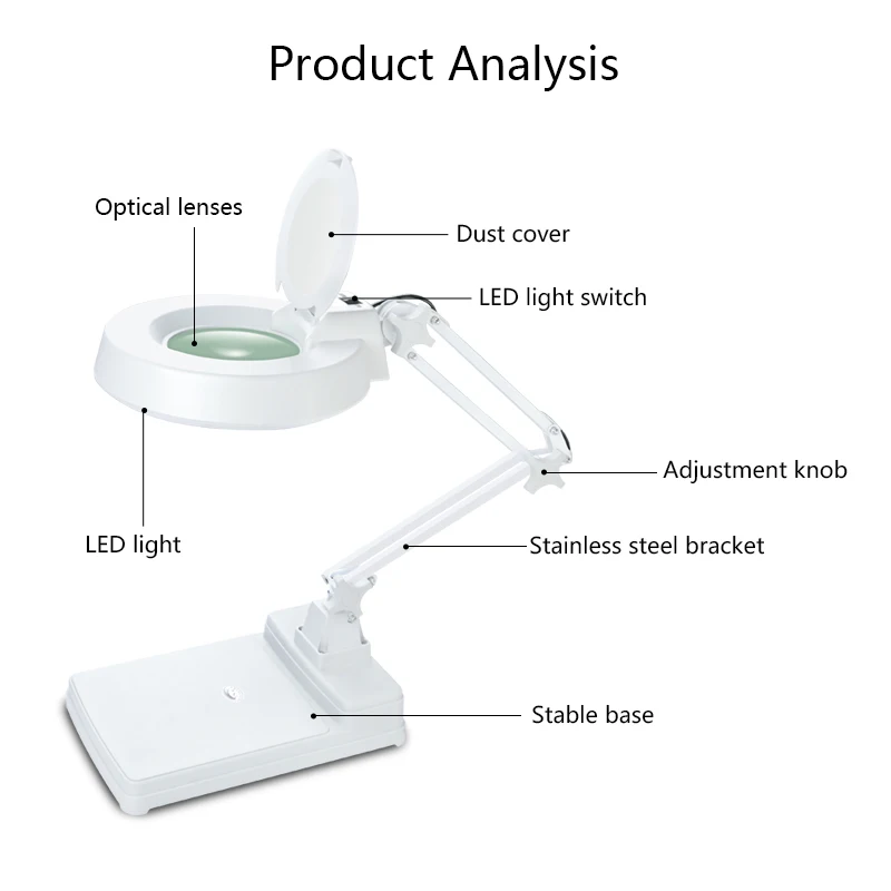 10X лупы стеклянные линзы диоптрий стол освещение LED лупа лампа свет для