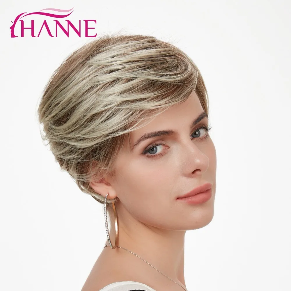 HANNE, короткие синтетические волосы, парики для женщин, кружевной топ, парик, смешанный коричневый и блонд, 613 натуральные парики, косплей парик
