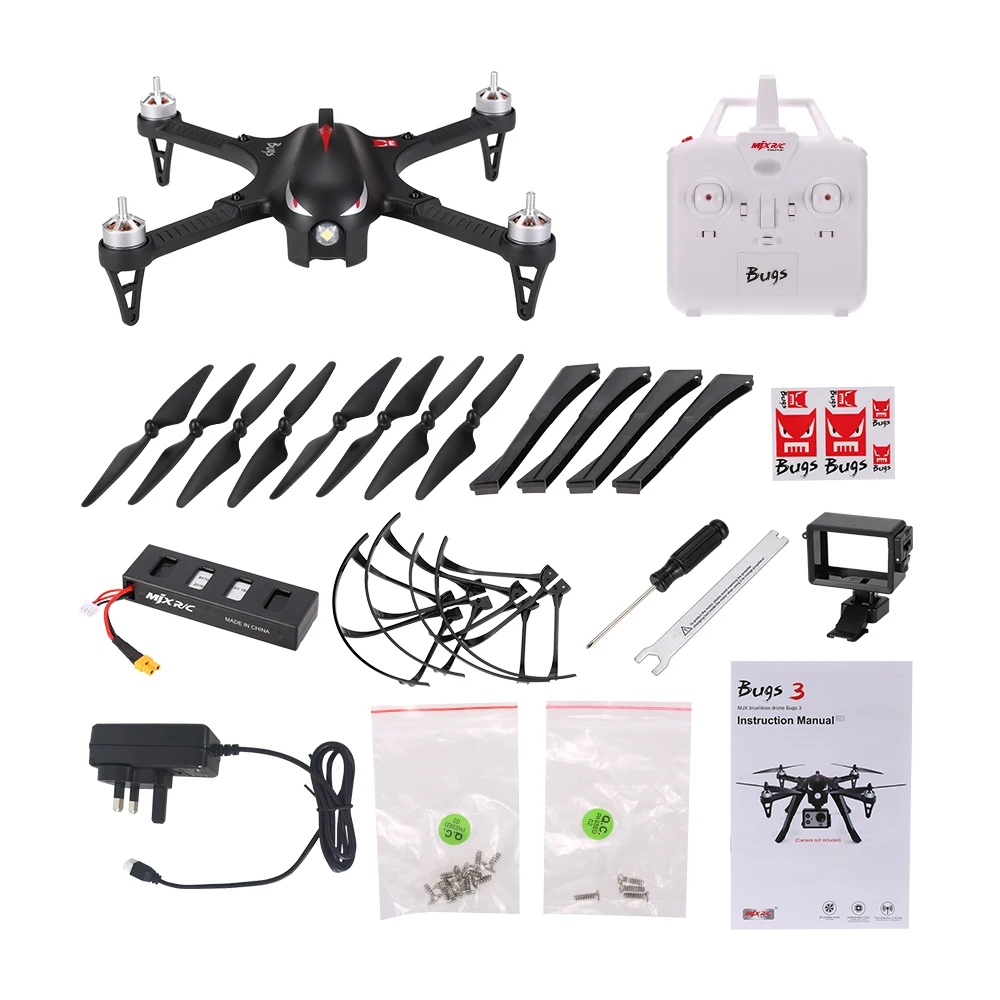 UK MJX Bugs 3 2,4G 6-Axis Gyro бесщеточный двигатель независимый ESC дрона с дистанционным управлением Поддержка C4000 для Gopro 3/4 экшн-камеры XiaoYi Камера RC Quad - Цвет: UK