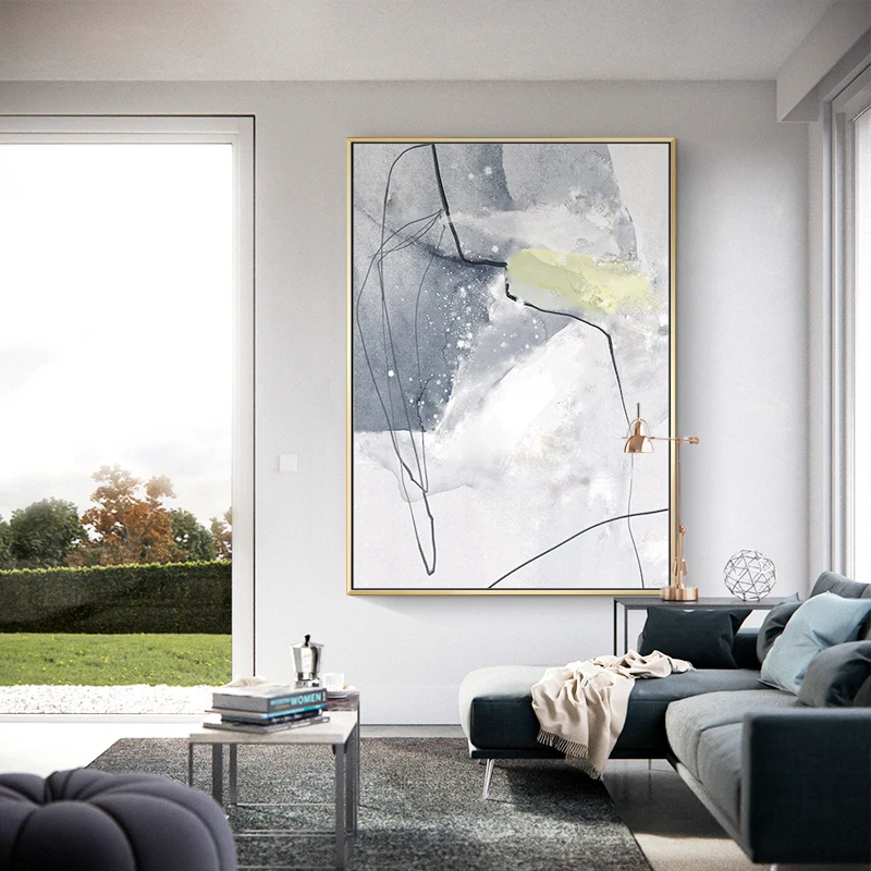 Abstract Canvas Painting Ice Blue Poster and Print for Living Room Bedroom Decorative Modern Wall Art Light Luxury Home | Дом и сад