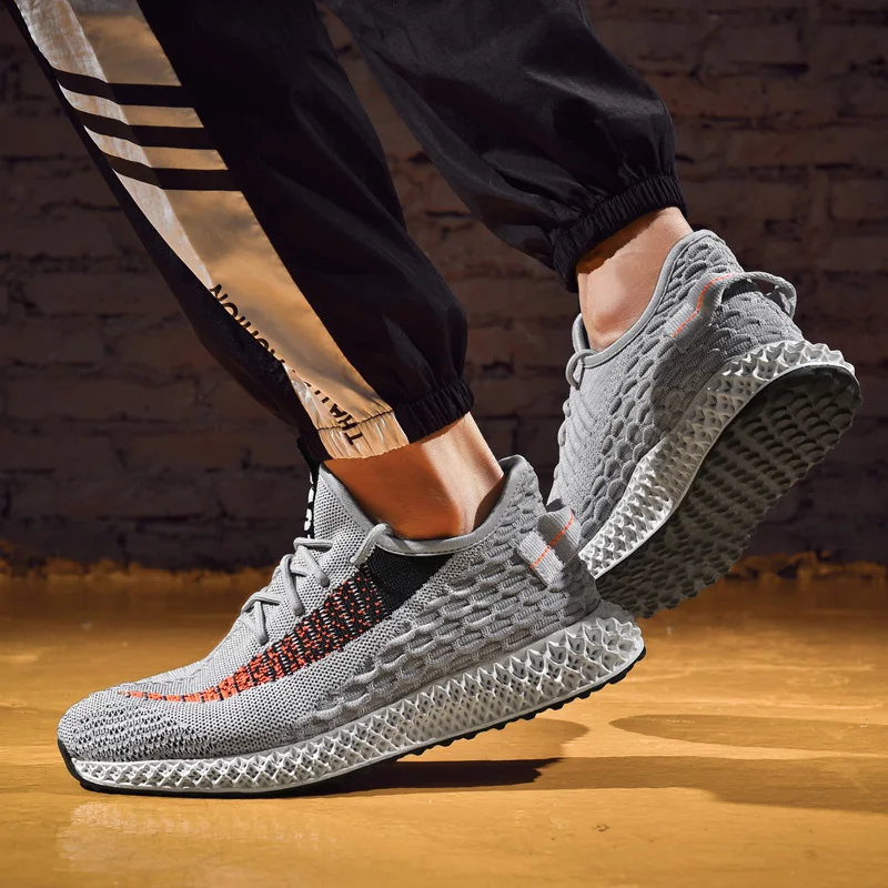 Мужские кроссовки больших размеров 4D Flyknit мужская повседневная обувь легкая