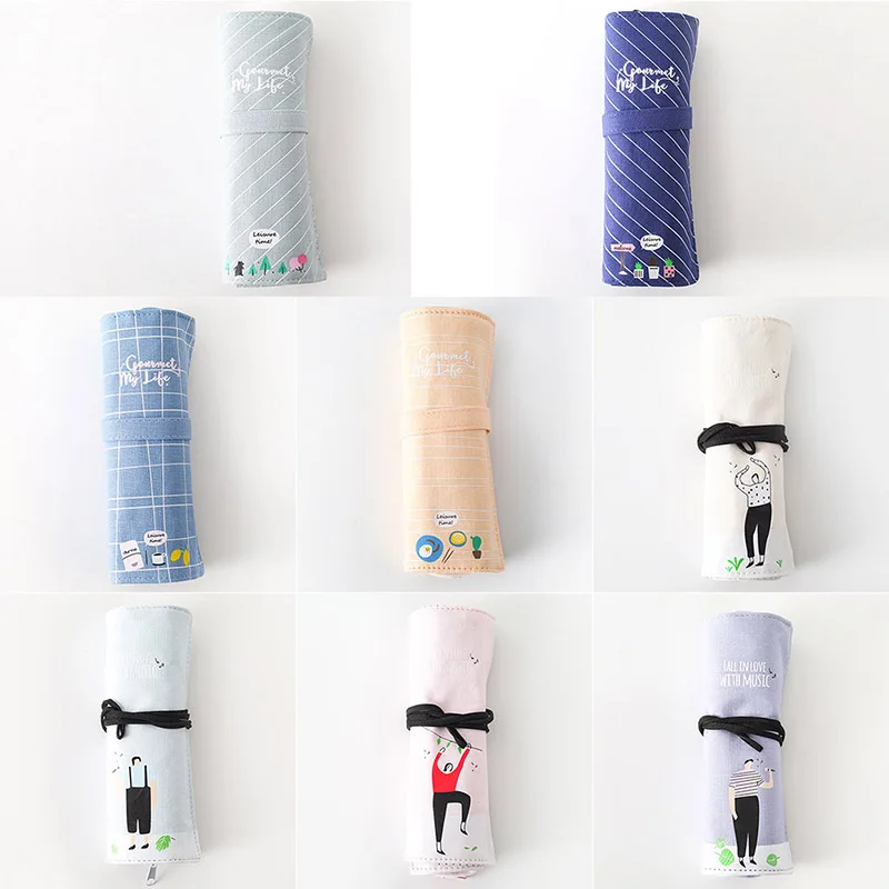 1 шт милый школьный пенал из хлопка и льна Pencilcase мультфильм Roll Pencial сумка для мальчиков и девочек канцелярские принадлежности для карандашей