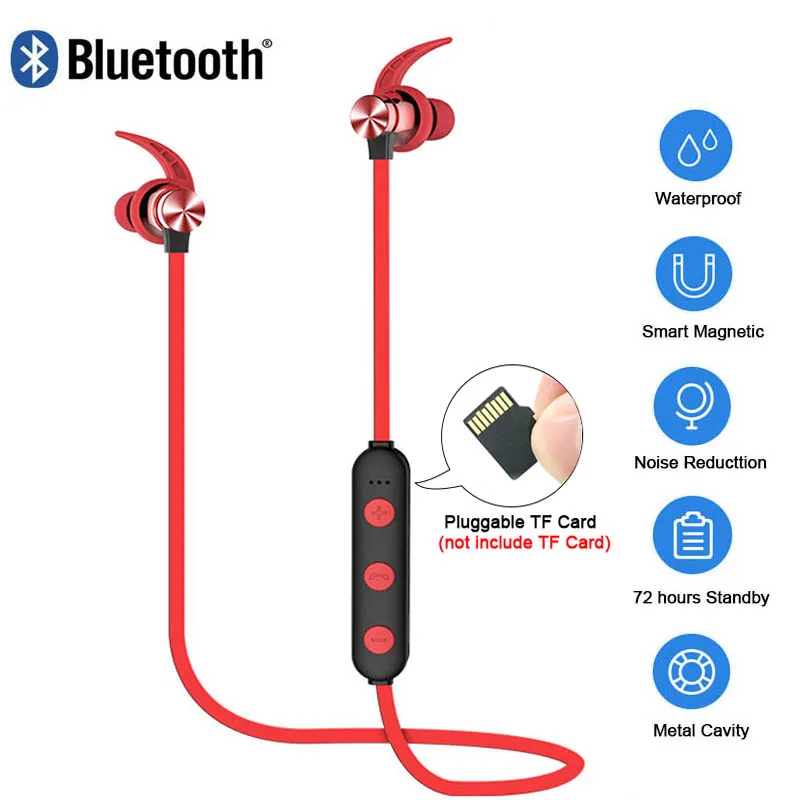 XT22 Спортивные Беспроводные Bluetooth 5 0 наушники магнитное притяжение Поддержка TF