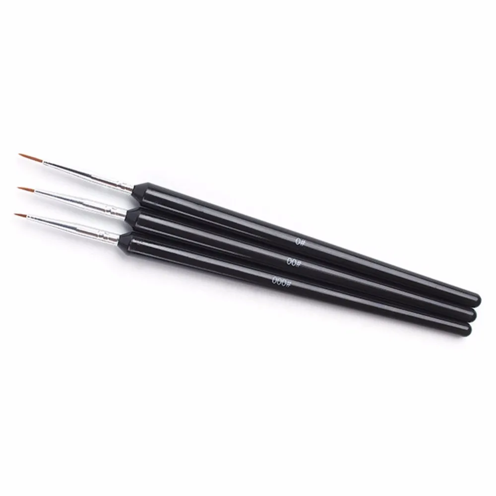 2016 новинка 3 шт. акриловая кисть для ногтей инструмент дизайна подводки черные
