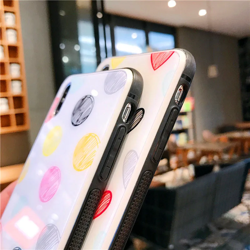 Чехол из закаленного стекла для iPhone 7 8 Plus 6 6s X XR XS MAX модный Противоскользящий