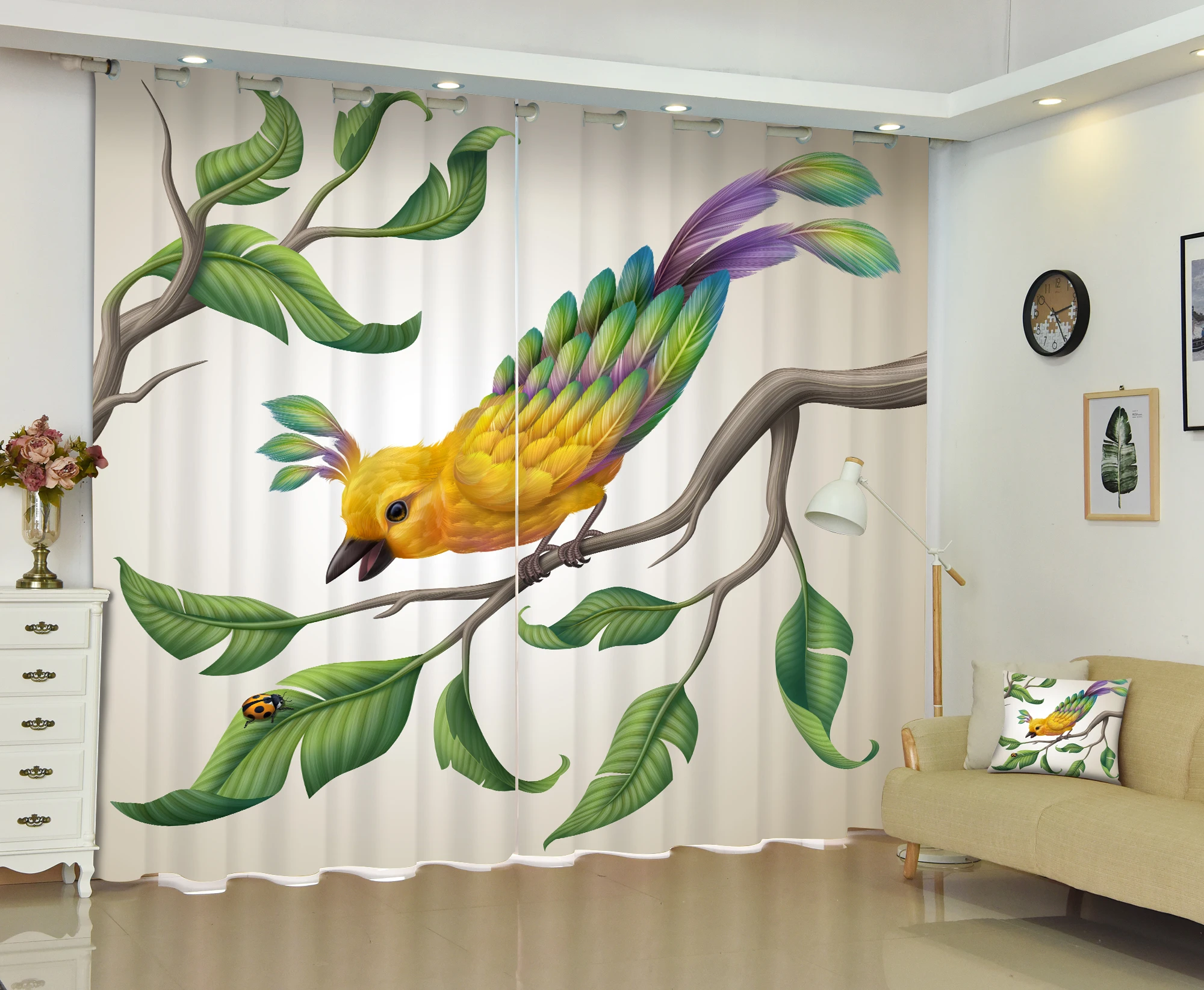 

3D Art Photo Window Curtain For Living Room Customized Size
