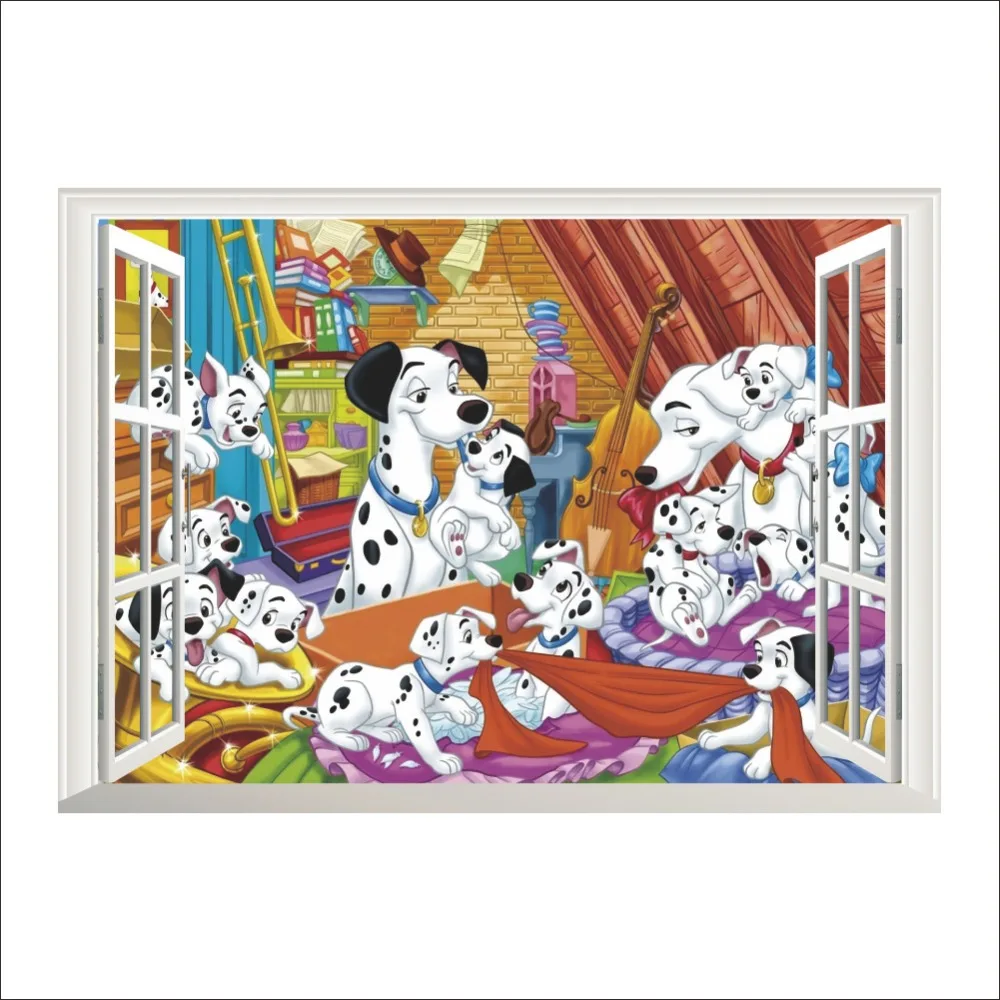 New style DIY 3D Cartoon Dalmatians room Wall Stickers tickers children's home decor Removable waterpro | Дом и сад