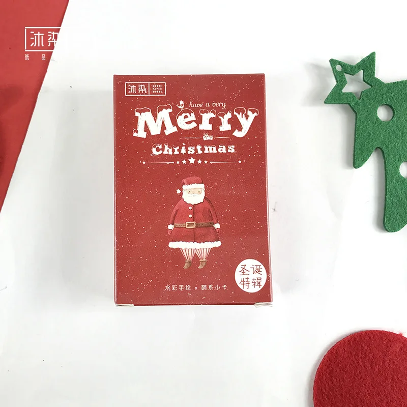 Christmas ограниченный выпуск блокноты красного цвета в рождественском стиле Ломо карта 54 шт./упак. рождественские Поздравительные Открытки Подарочные карты милые канцелярские принадлежности