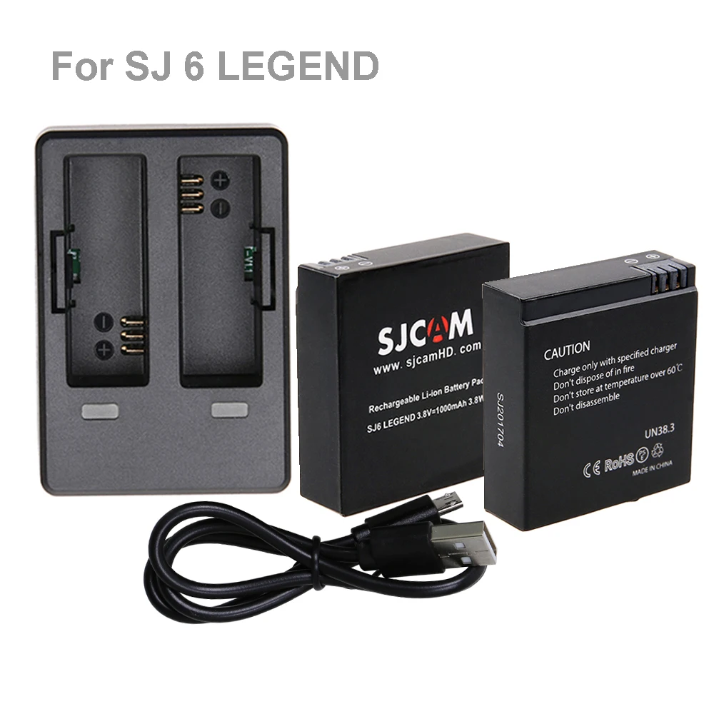 2 шт. 3 8 в 1000 мАч SJ 6 оригинальные батареи SJCAM SJ6 с двойным зарядным устройством USB