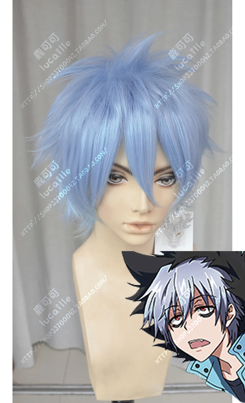 Аниме Servamp Kuro косплей парик короткие светильник голубые термостойкие