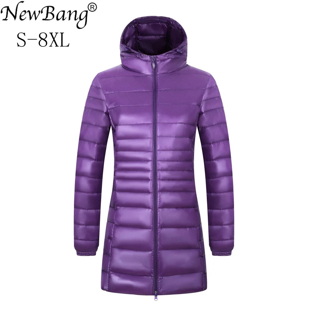 

FOR NewBang Brand 6XL 7XL 8XL Plus Size Down Coat Female Long Winter Ultra Light Down Jacket Women Hooded Feather Jacket Warm