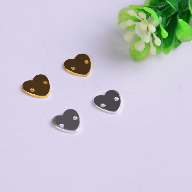 

50pcs/lot 8.45*8.34*0.38mm copper material gold silver blank heart charm pendant accessories for bracelet DIY jewelry making
