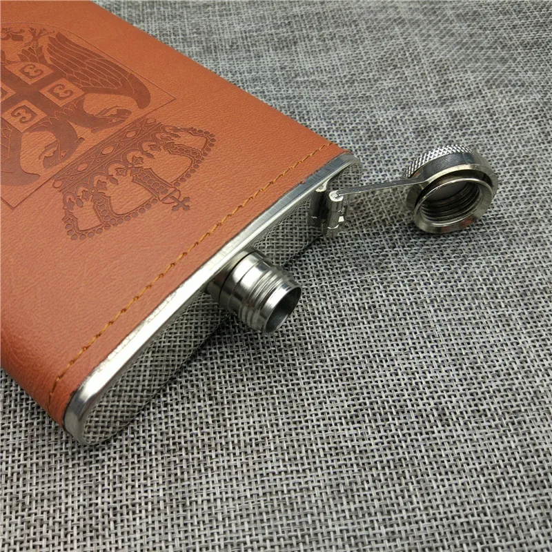 Alalinong H005 из коричневой искусственной кожи 8 унц. Портативный фляжка Нержавеющая сталь колбу мужской карман пить с одним Воронка вино бутылки