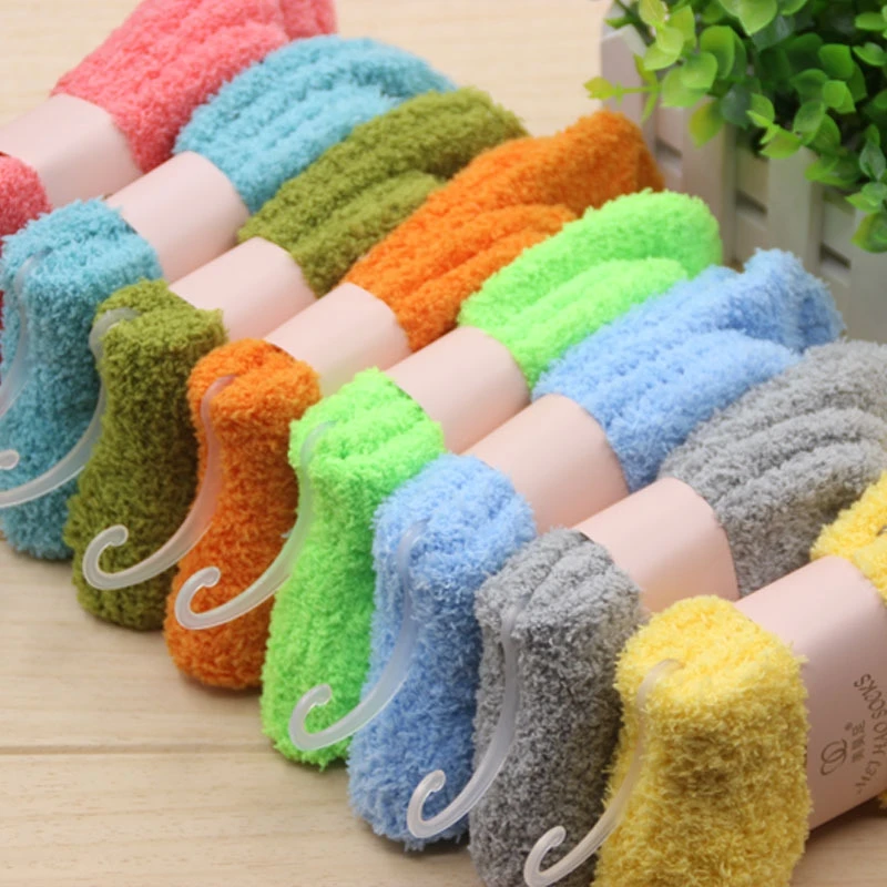 Толстые пушистые однотонные женские мягкие носки | Женская одежда