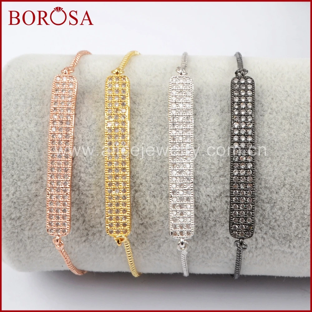 

Браслет-цепь BOROSA WX646, регулируемый, с микро кубическим цирконием