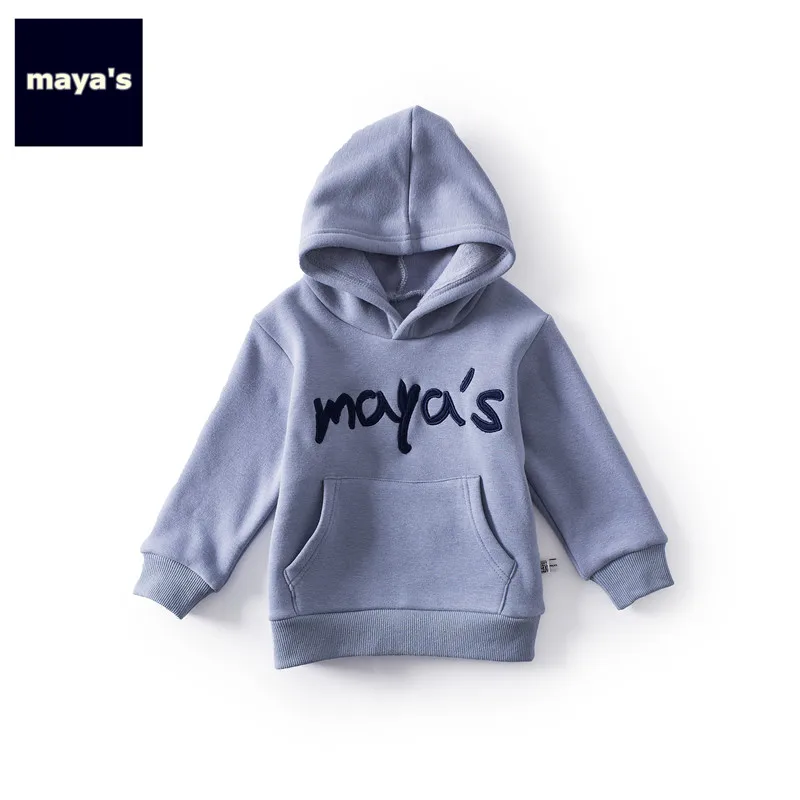 Mayas/Хлопковые утепленные мягкие зимние детские свитшоты новые осенние модные