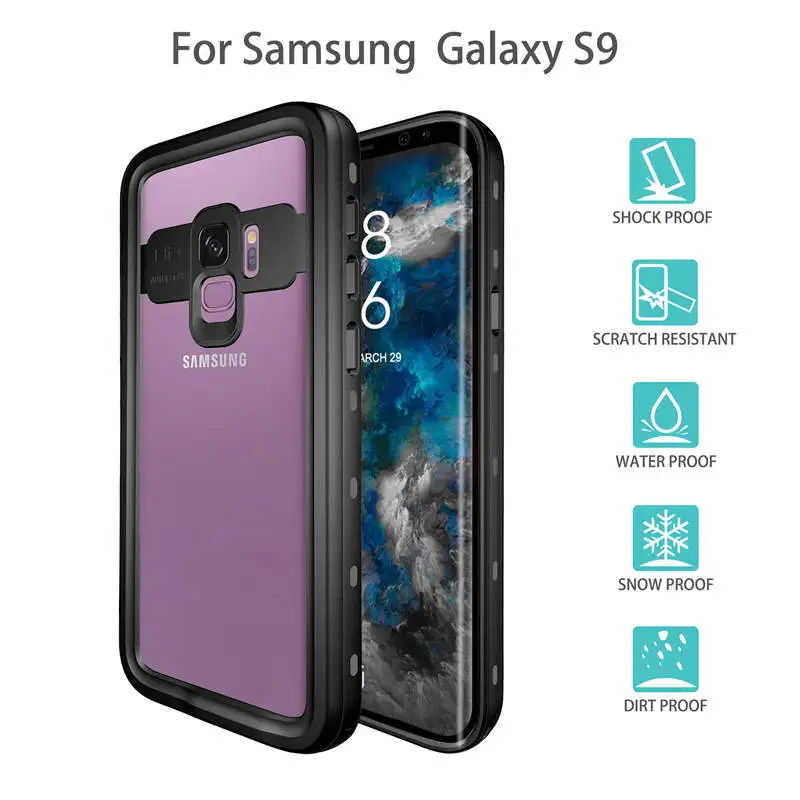 

For Samsung Galaxy S9 IP68 Waterproof Case for Samsung S9 Plus Redpepper Shockproof Underwater Diving Swimming Clear Case Cover