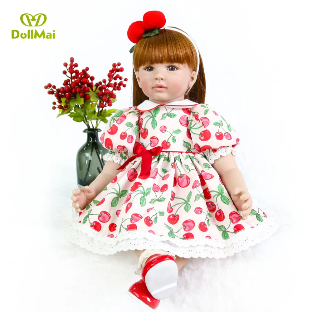 Кукла карие глаза девочка очень большая bebe reborn baby 3/4 силиконовые куклы игрушка