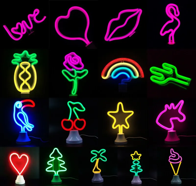 

Led Neon Night Light Cherry Star Shark Christmas Trees Coco Christmas Tree With Star Ice-Cream Shape Led Neon Lights