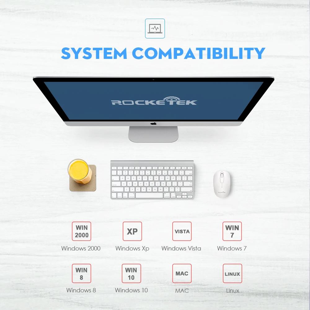 Rocketek USB беспроводной мышь 1600 точек на дюйм 3 пуговицы эргономичный дизайн для 2 4 г