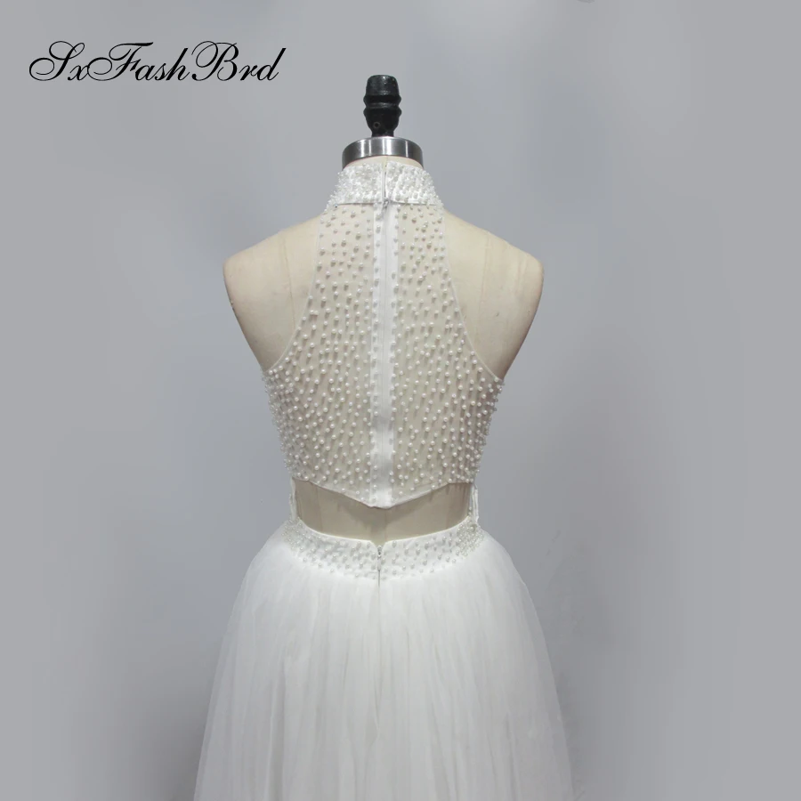 Robe De Soiree Longue блестящий укороченный топ с высоким воротом и бусинами а силуэт 2