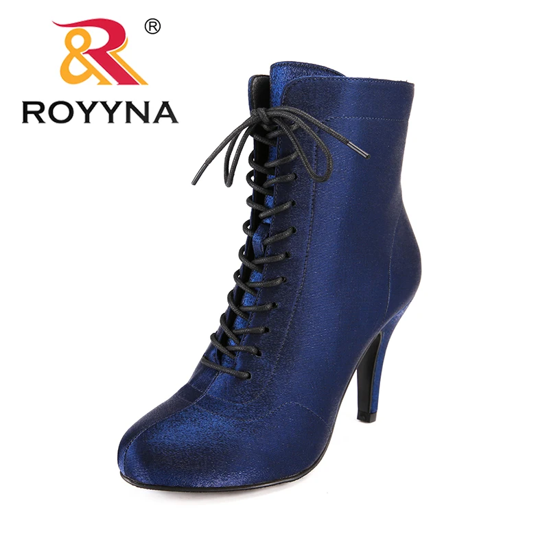 

ROYYNA New Fashion Style Sexy Winter Ankle Boots Women High Heels Short Plush Round Toe Trendy Motorcycle Boots Feminimo