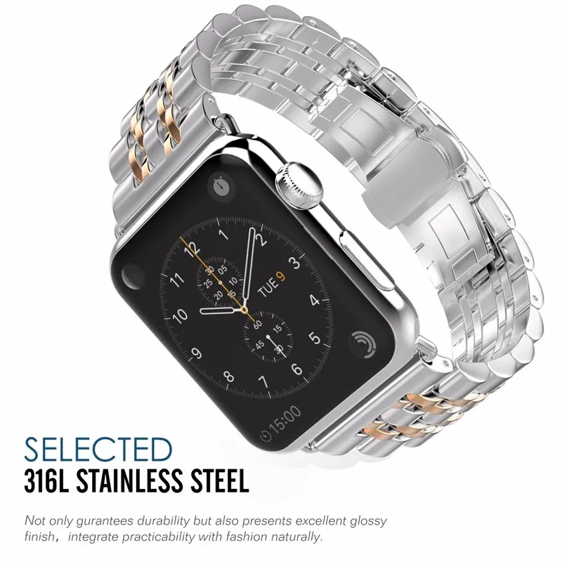 Ремешок для apple watch band 44 мм 40 мм apple watch 5 4 3 iwatch band 42 мм/38 мм correa из нержавеющей стали pulseira Butterfly ремешок для часов