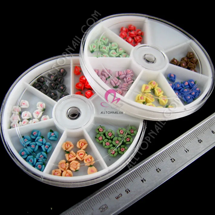 Роза 3D из полимерной глины 2 колеса/партия разные цвета украшения для ногтевого