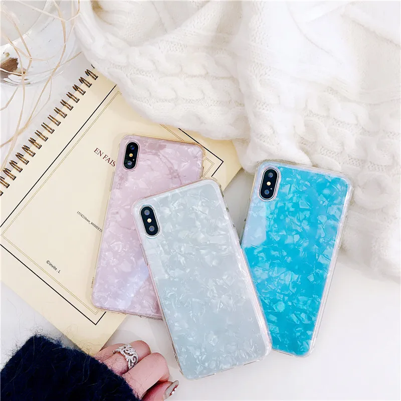 Роскошный чехол Kerzzil Blue Ray раковины для iPhone 7 8 Plus жесткие чехлы телефона из