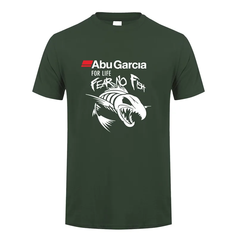 Forest green Abu Garcia Fear No Fish футболка мужская с коротким рукавом Хлопок Abu Garcia For Life футболка мужские футболки DS-052 - Цвет: Forest green
