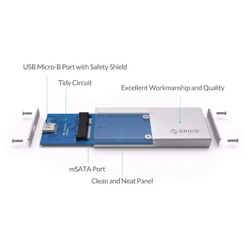 Чехол Orico Msa Uc3 2 5 дюйма для жесткого диска с разъемом type C из алюминиевого сплава