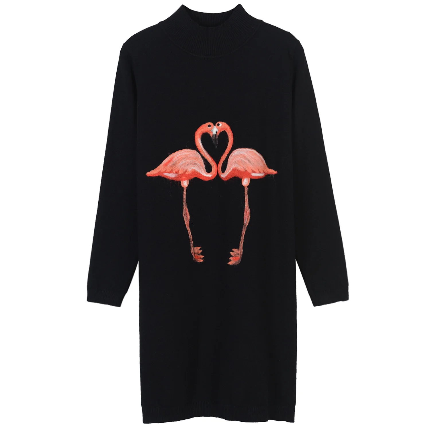 Летние черные Фламинго кашемир платья для женщин трикотажные 2018 взлетно