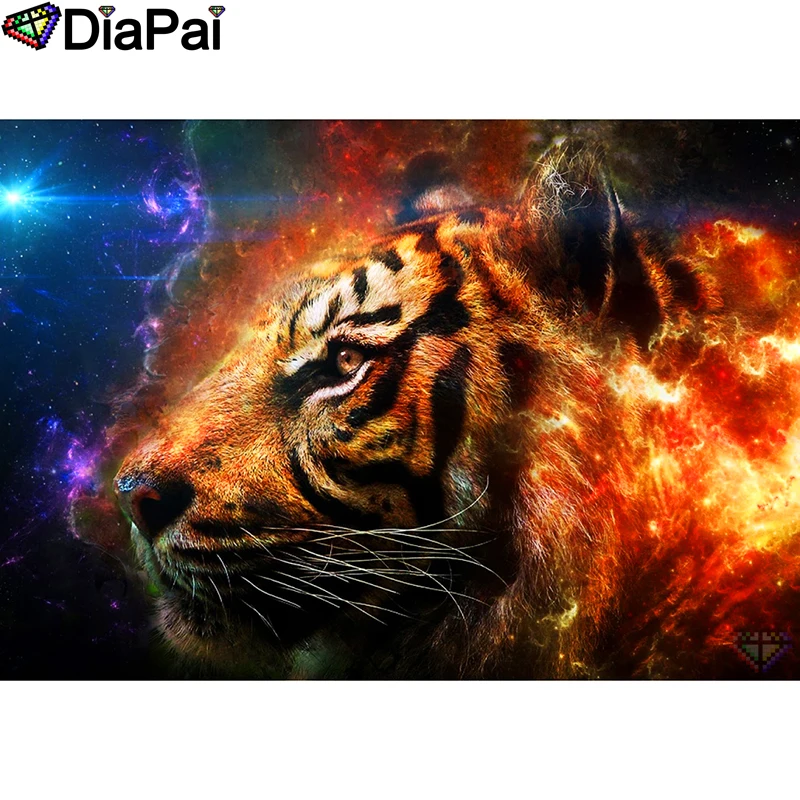 DIAPAI 100% полная квадратная/круглая дрель 5D DIY Алмазная картина &quotживотное тигр&quot