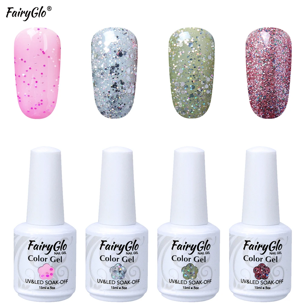 FairyGlo 4 шт./лот 15 мл Гель-лак для ногтей отмачиваемый УФ светодиодный