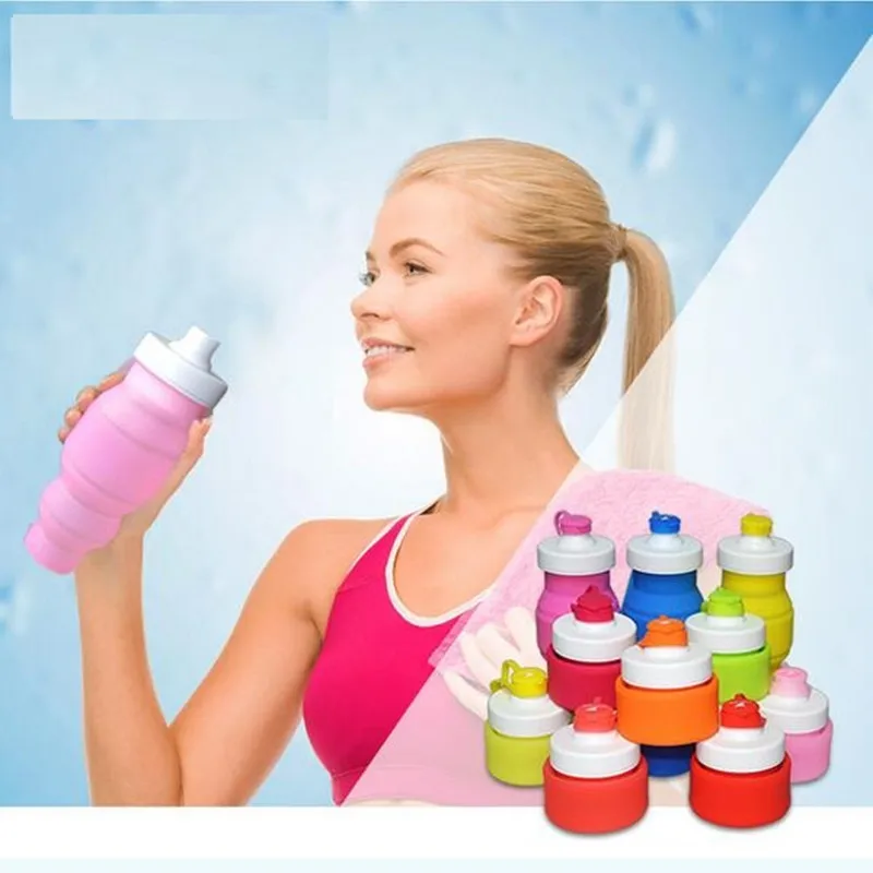 530ml bottles Europe United States popular outdoor sports travel kettle portable Shatterproof silicone folding fitness | Дом и сад