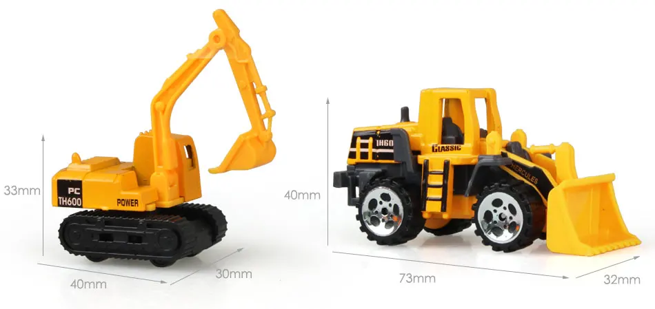 6 Types Mini Alloy Diecast Engineering Toy Car Vehicles Model Forklift Excavator Bulldozer Model Car Birthday Gift for Kids Boys