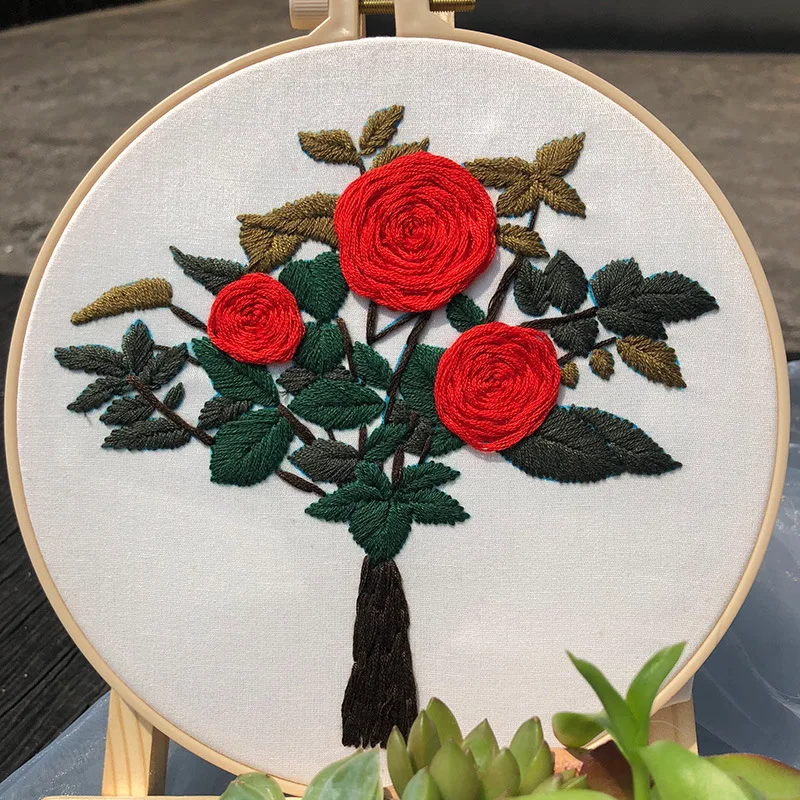Hand Embroidery Kit 3d Novice Handmade Creative Diy Flowers European Materials Include Tutorials |