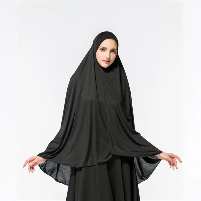 Новые мусульманские женские длинные однотонные черные/белые хиджаб с капюшоном