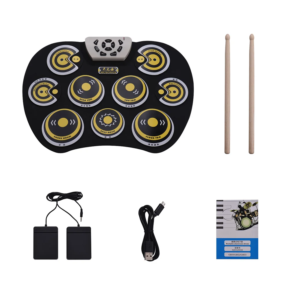 USB кабель Складная свернутая цифровая ударная установка электронная барабанная