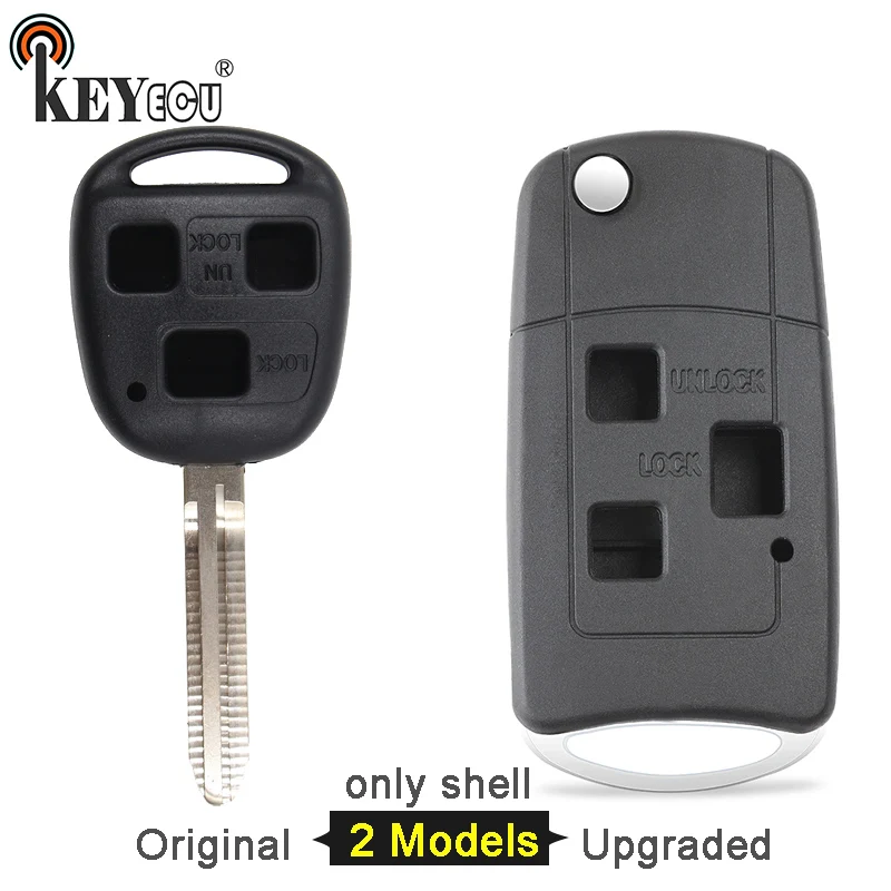 

KEYECU for Toyota Land Cruiser FJ Original/ Modified Flip Folding Remote Car Key Shell Case Fob 3 Button With TOY43 Blade