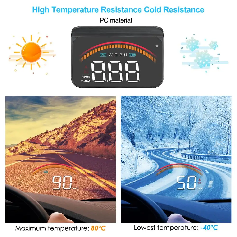 Автомобильный Дисплей HUD Head-up GPS Скорометр Скорость GPS+OBD 2 Компьютер Проектор Лобовое стекло Headup On.