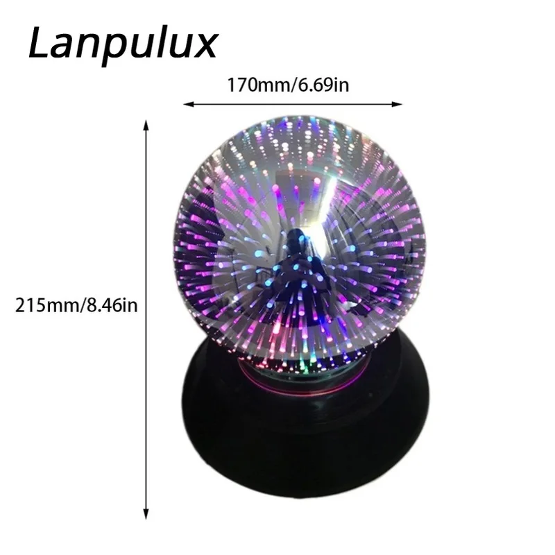 Lanpulux 3D фейерверк стеклянная игрушка со светодиодом переносная Настольная лампа с прямым подключением Батарея двойного назначения украшения светильник детские подарки