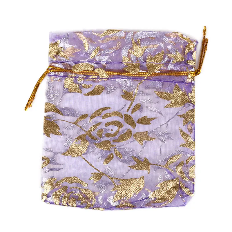 Light Purple Rose 50 шт. 7X9 9X12 11X16 13X18 см цвет Бронзированная роза Сердце Любовь ювелирные изделия Упаковка жемчужные мешки из пряжи свадебный подарок сумки мешки для конфет - Цвет: Light Purple Rose