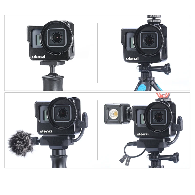 Ulanzi V3 Vlog Case Metal Cage for Gopro 7 6 5 Vlogging with 52MM Lens Filter Mic Power Adapter Cold Shoe Microphone |